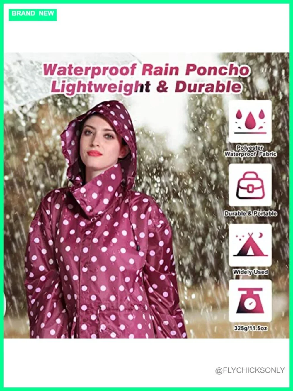 Women's Long Raincoat Waterproof Packable Hooded Windbreaker Lightweight